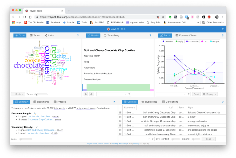 3 chocolate chip cookie recipes in Voyant